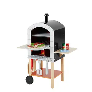 Teamson Kids My Little Helper Pizza Oven & 24 pc. Accessory Set, Grey/Natural