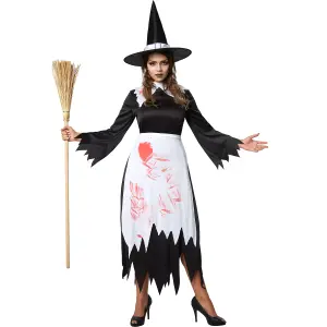 Scary Witch - Halloween fancy dress costume for women - black/white M