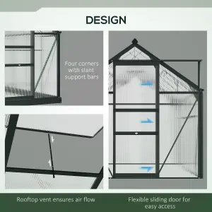 Outsunny 6x8ft Walk-In Polycarbonate Greenhouse Plant Grow Galvanized Aluminium