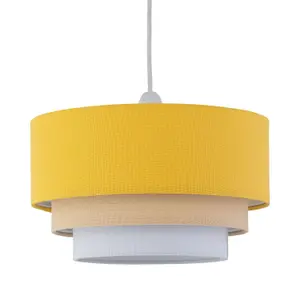 First Choice Lighting Gabi Ochre Ombre Linen 3 Tier Ceiling Light Shade