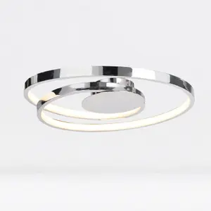 First Choice Lighting Polished Chrome LED Swirl Flush Fitting