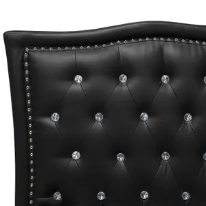 Faux Leather EU Double Size Bed Black METZ