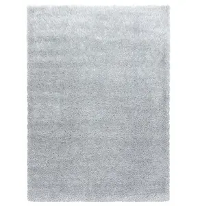 Abaseen 80x150cm Silver Cosy Shaggy Rug, Rectangular Extra Soft Touch 5cm Heavy Thick Pile, Modern Area Rugs Living & Bedroom