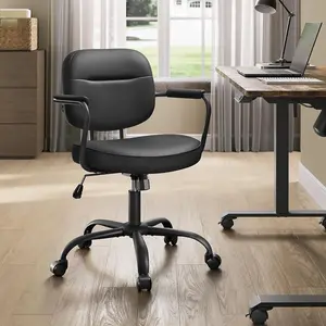 SONGMICS Desk Chair, Swivel Chair, Synthetic Leather Office Chair, Ergonomic Design, Ink Black