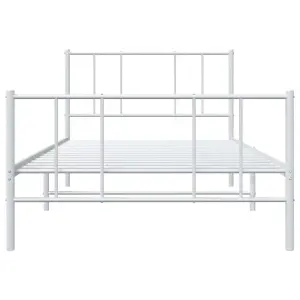 Berkfield Metal Bed Frame with Headboard and Footboard White 90x190 cm 3FT Single