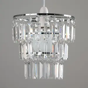 ValueLights Kelsks Silver Ceiling Pendant Shade and B22 GLS LED 10W Warm White 3000K Bulb