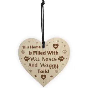 Red Ocean Handmade Dog Wooden Hanging Heart Plaque Funny Gift Perfect for Dog Lovers Pet Keepsake