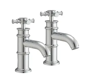 Barker Chome Pair of Crosshead Basin Pillar Taps