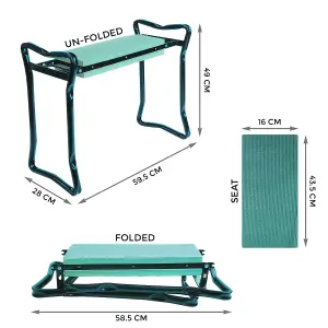 Portable Garden Kneeler Foam Kneeling Stool Tool Bag Padded Seat Seat Pad