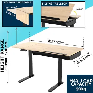 Dellonda Electric Standing Drafting Desk Ergonomic Drawing Sit/Stand Table 0-40 Degree Tilt