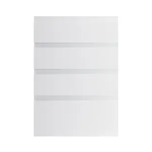 GoodHome Garcinia Integrated handle Gloss light grey 4 drawer front, Pack of 1 (H)715mm (W)497mm (T)19mm