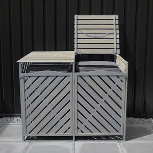 Wooden Double Wheelie Bin Storage - Grey