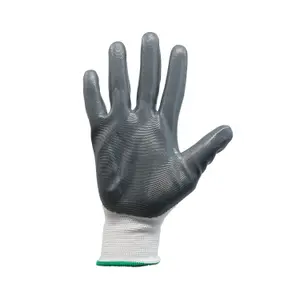 Hand Safety Work Glove Cut Resistant Nitrile Flexi Grip XXL Size Grey/White 6Pcs