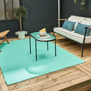 THE RUGS Urban Collection Reversible Waterproof Plain Outdoor Rug  Urban 1000 Turquoise