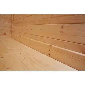 14 ft. W x 18 ft. D Power Central Doors Pent Notched Logs Log Cabin (18x14)