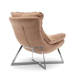 Teddy Boucle Fabric Light Brown Pierina Accent Chair