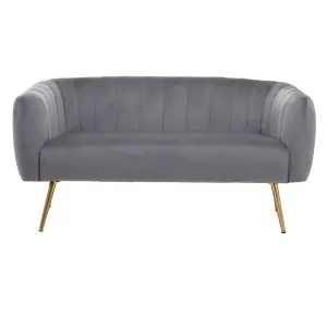 Interiors by Premier Larissa Two Seat Grey Velvet Sofa