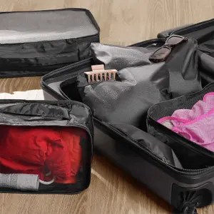 6 Piece Travel Bag Holdall Weekend Cabin Hand Luggage Zip Pouches