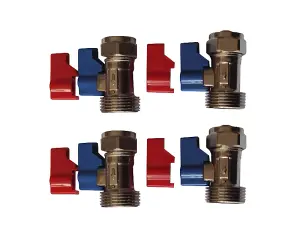 Flomasta Compression Straight Washing machine Valve (Dia)15mm x ¾" Pack of 4