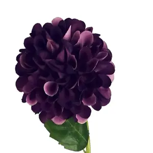 Pack of 6 x 75cm Artificial Dahlia PomPom Flower Stem Purple