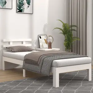 vidaXL Bed Frame White Solid Wood 90x200 cm