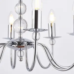 Luminosa Parkstone 8 Light Chandelier Chrome & Glass Finish, E14