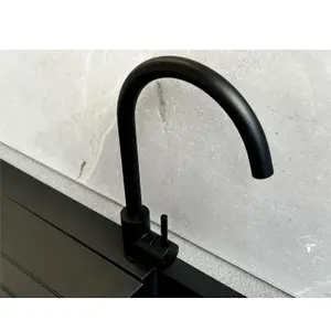 Reginox Taravo MB Single Lever Swan Neck Matt Black Kitchen Mixer Tap