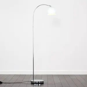 Derosier 152cm Arched Floor Lamp Chrome / White