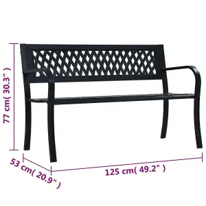 Berkfield Garden Bench 125 cm Black Steel