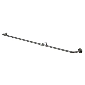 GoodHome Athens Satin Grey Nickel effect Extendable Single curtain pole set, (L)1200mm-2100mm (Dia)19mm