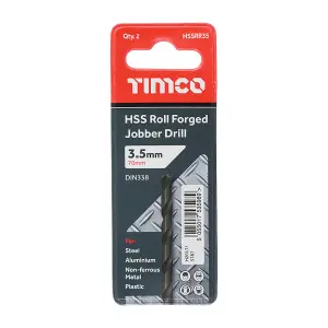 Timco - Roll Forged Jobber Drills - HSS (Size 3.5mm - 10 Pieces)