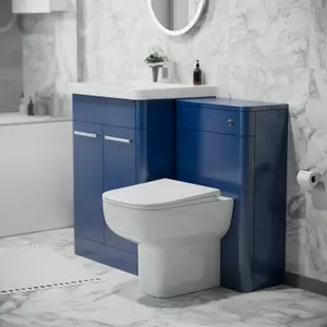 Nes Home 600mm Freestanding Vanity Unit with Basin, Toilet, WC unit Royal Blue