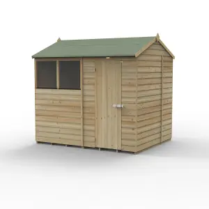 Forest Garden Beckwood Shiplap 8x6 ft Reverse apex Natural timber Wooden Pressure treated Shed with floor & 2 windows - Assembly service included