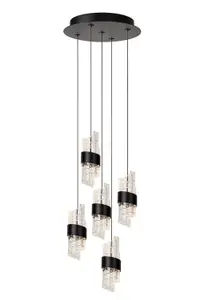 Lucide KLIGANDE - Pendant light - 30 cm - LED Dim. - 5x8W 2700K - Black