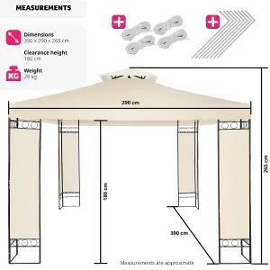 Gazebo Leyla - 3.9 x 2.9 m, water repellent, 50+ UV protection, double roof system - cream