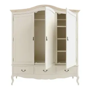 Juliette Triple Wardrobe. French Style 3 Door Wardrobe - Champagne