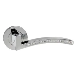 UAP Oro&Oro - Azore Swarovski Round Rose Lever Door Handle in Polished Chrome - Internal Doors