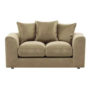 Brooklyn Plush Velvet Fibre Fabric Sofa Set 3 and 2 Seater sofa Beige