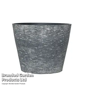 Grey Stone Effect Planter for Garden Outdoors Weatherproof Plastic (x2)