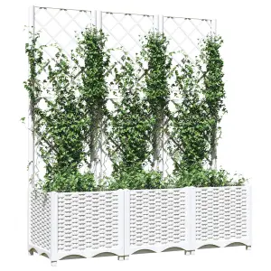 Berkfield Garden Planter with Trellis White 120x40x136 cm PP