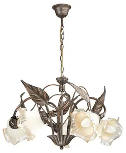 Luminosa AUTUNNO 5 Light Multi Arm Pendant Ceiling Light Brown 62x40cm