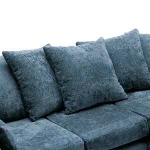 Harriet Crushed Chenille Right Facing Corner Sofa in  Dark Blue