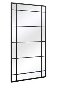 MirrorOutlet The Tabula Black Metal Framed Window Wall or Leaner Garden Mirror 160CM X 80CM