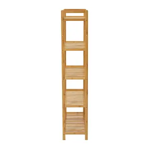 5-Tier Solid Wooden Shoe Rack for Entryway Natural