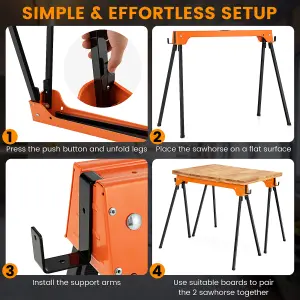 Costway 2 Pack Folding Sawhorses Lightweight & Portable Workbench Tool Stands w/ Handle No Assembly