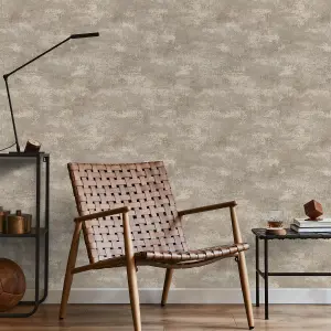 Boutique Urban Plaster Mocha Textured Plain Wallpaper