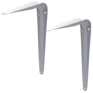 Hardys 2pk Metal Shelving Bracket Wall Shelves Shelf Heavy Duty Support White - 10 x 12"