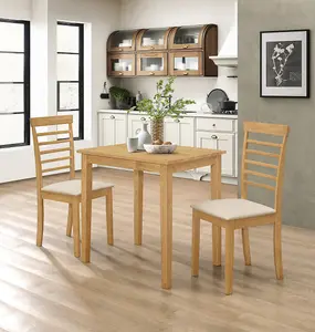 Hallowood Furniture Ledbury Small Dining Table with 2 Chairs in Light Oak Finish