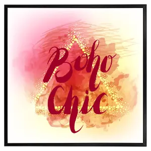 Boho chic lettering on beautiful watercolour (Picutre Frame) / 16x16" / White