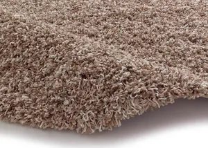 Beige Shaggy Plain Easy to Clean Rug For Dining Room-133cm (Circle)